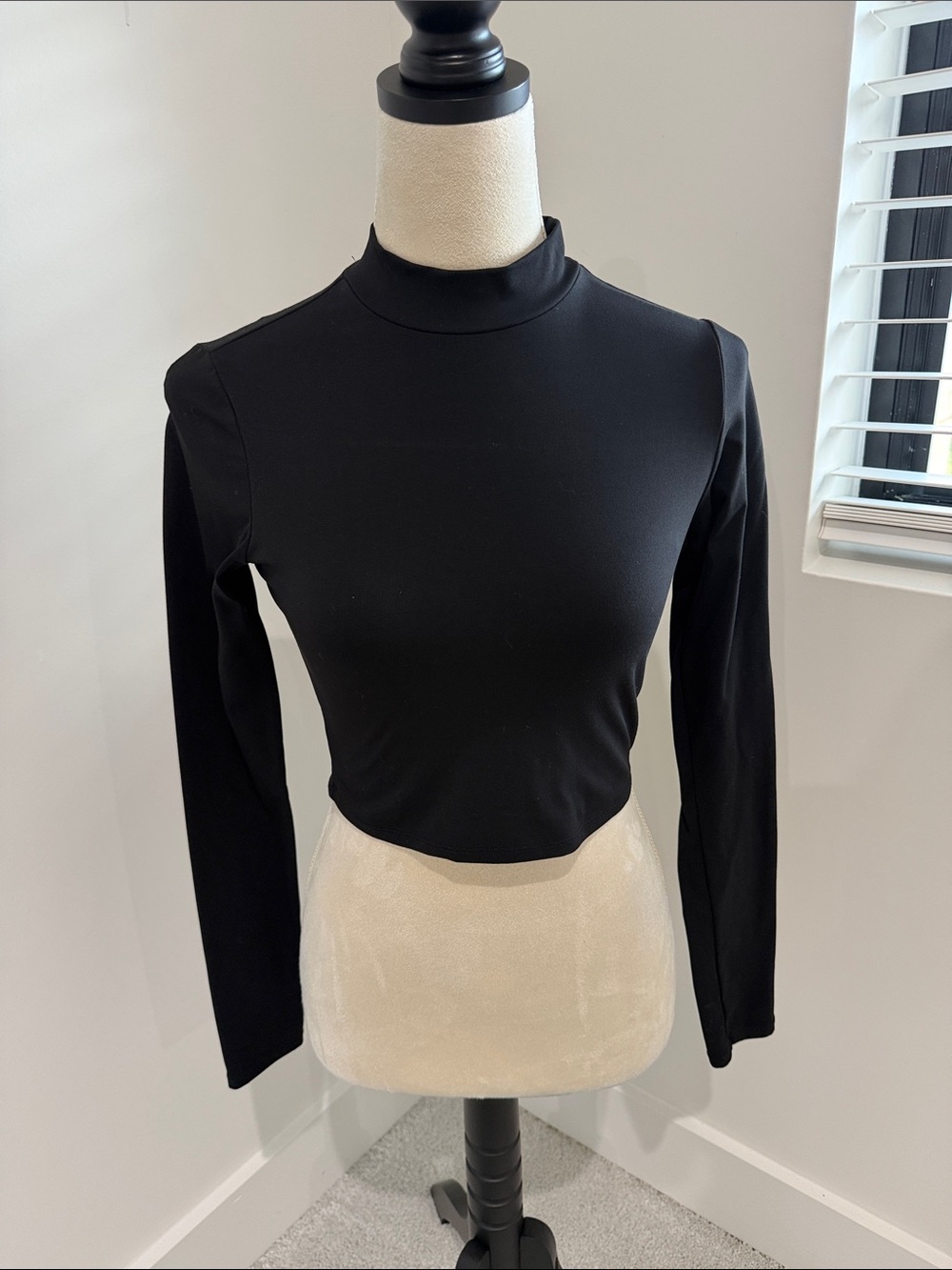 Garage Black Mock Neck Long Sleeve Top